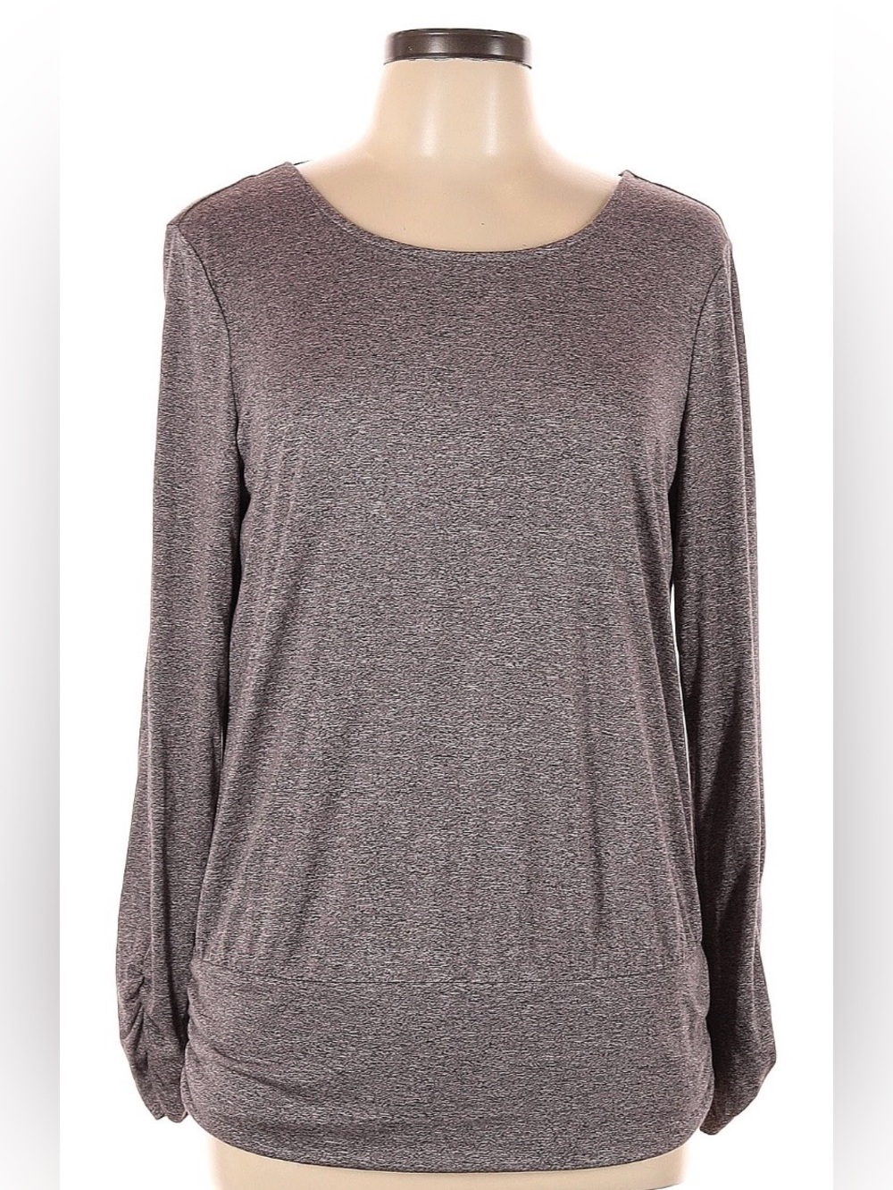 Fortune + Ivy Heather Beige Long Sleeve Top With Cutout Back
